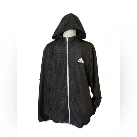 Adidas Striped Zebra Print Lined Windbreaker Jacket in Black Men’s Size Medium - Picture 1 of 13